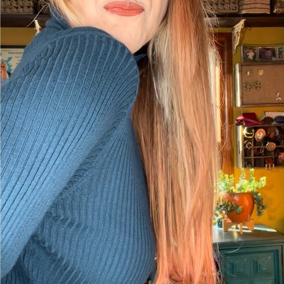 Deep Indigo Blue Turtleneck Top - Picture 15 of 17